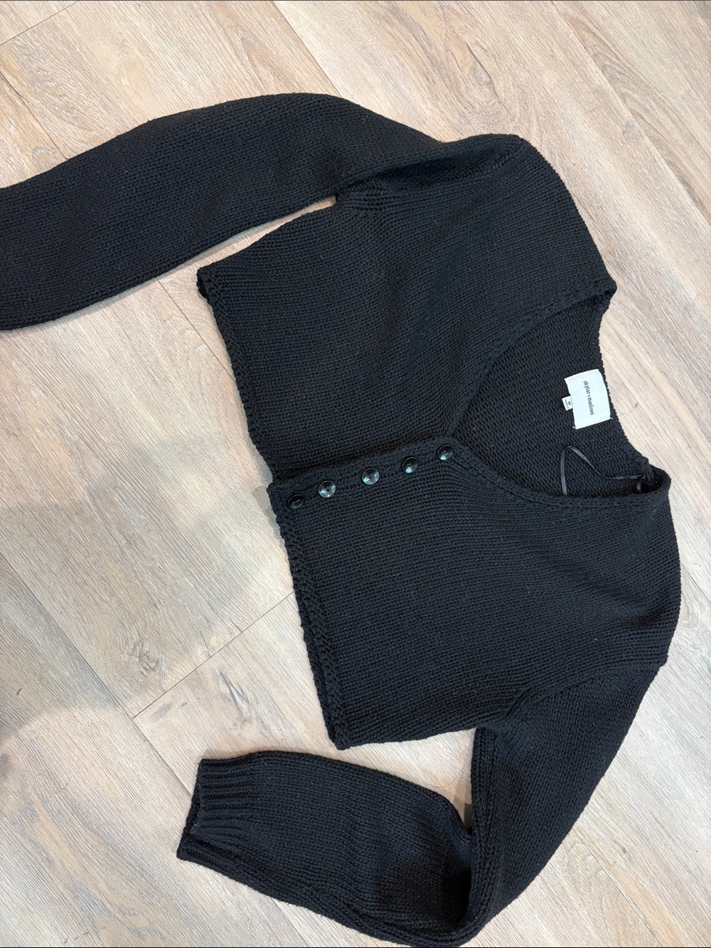 Skylar + Madison Black Cropped Button-Front Knit Cardigan